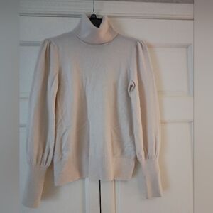 Ralph Lauren Cream Cashmere Cowl Neck Sweater Wyth Balloon Sleeves.